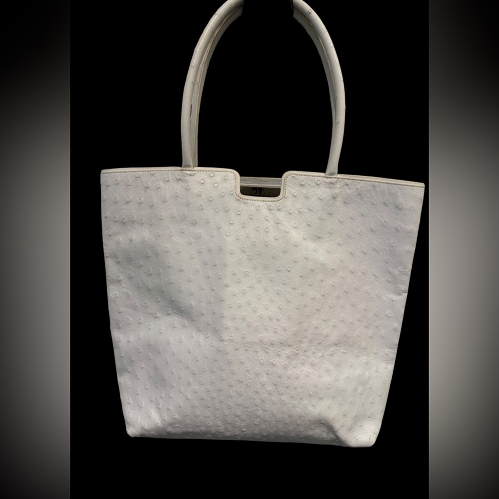 PERRIN vintage ostrich leather white tote - Picture 7 of 15